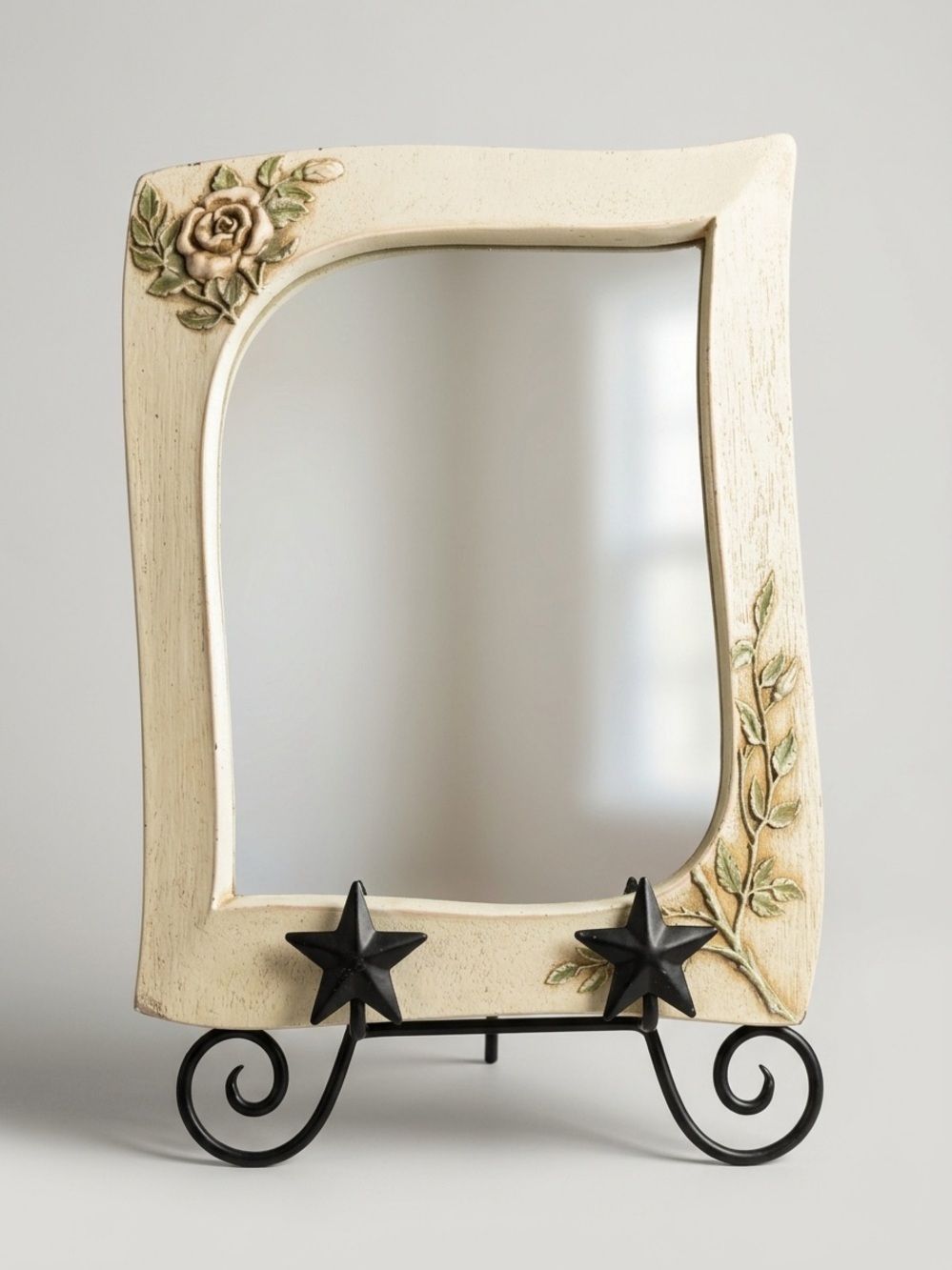 Vintage SyrocoWood Asymmetrical Floral Mirror Mid Century Hollywood Regency